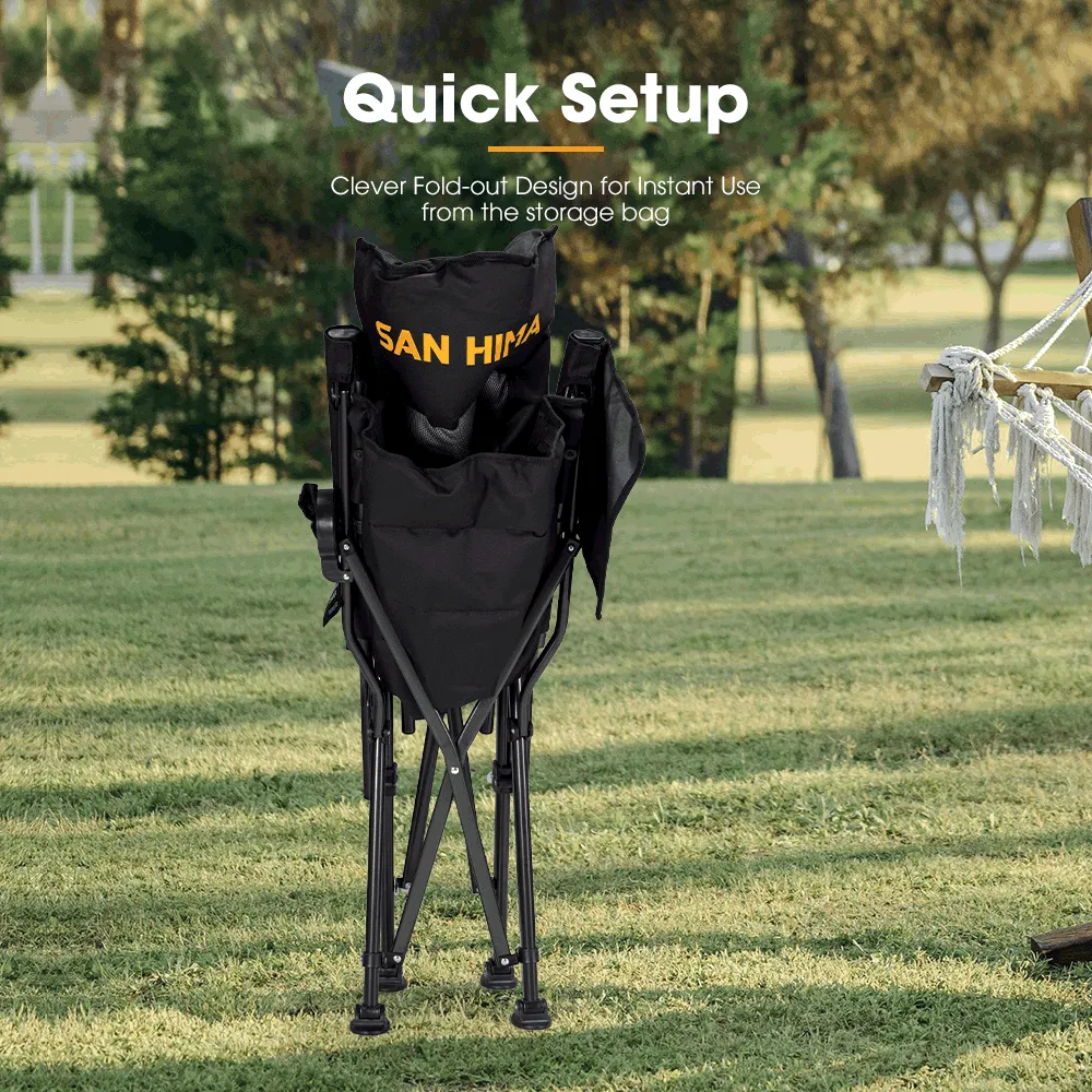 San Hima Luxury Folding Camping Chair Outdoor Portable Thick Padding With Storage Bag
