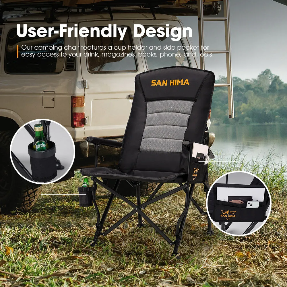 San Hima Luxury Folding Camping Chair Outdoor Portable Thick Padding With Storage Bag