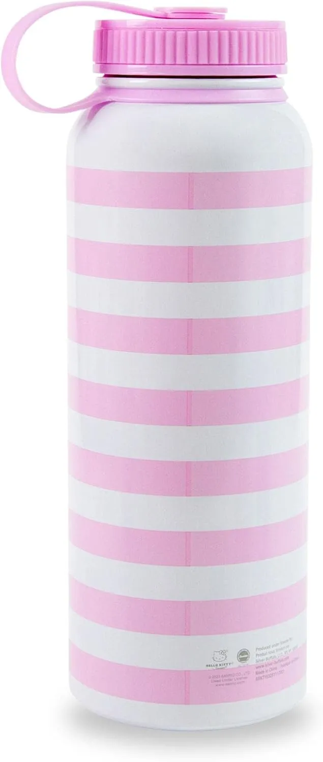 Sanrio Hello Kitty Pink Stainless Steel Water Bottle With Leak-Resistant Lid | Double-Walled Metal Sports Jug | Holds 42 Ounces