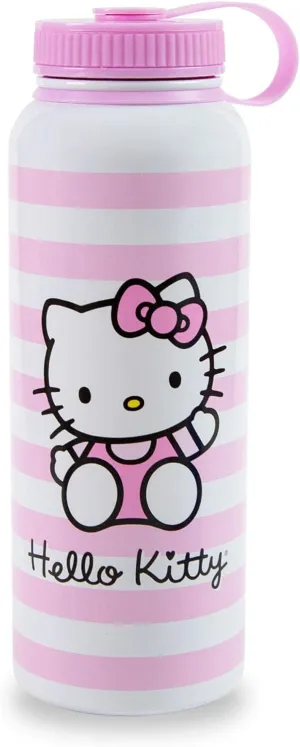 Sanrio Hello Kitty Pink Stainless Steel Water Bottle With Leak-Resistant Lid | Double-Walled Metal Sports Jug | Holds 42 Ounces