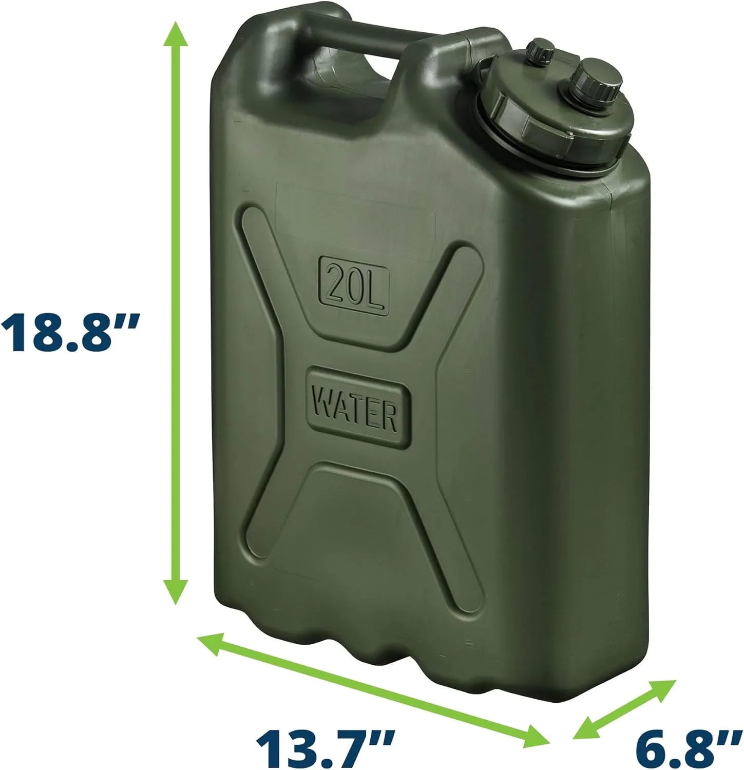 Scepter BPA Durable 5 Gallon 20 Liter Portable Military Water Storage Container for Camping, Outdoors and Emergency Management
