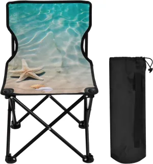 Sea Beach Starfish Portable Outdoor Folding Chair Anti-Slip Padded Oxford Cloth Stool Camping Chair Small for Beach Hiking Fishing Gardening Quad Camp Chair
