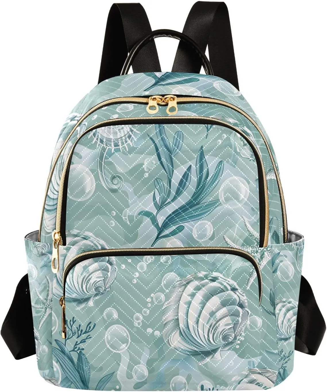 Seashells Algae and Bubbles Small Backpack Purse for Women Travel Bag Lightweight Shoulder Bag Fashion Daypack
