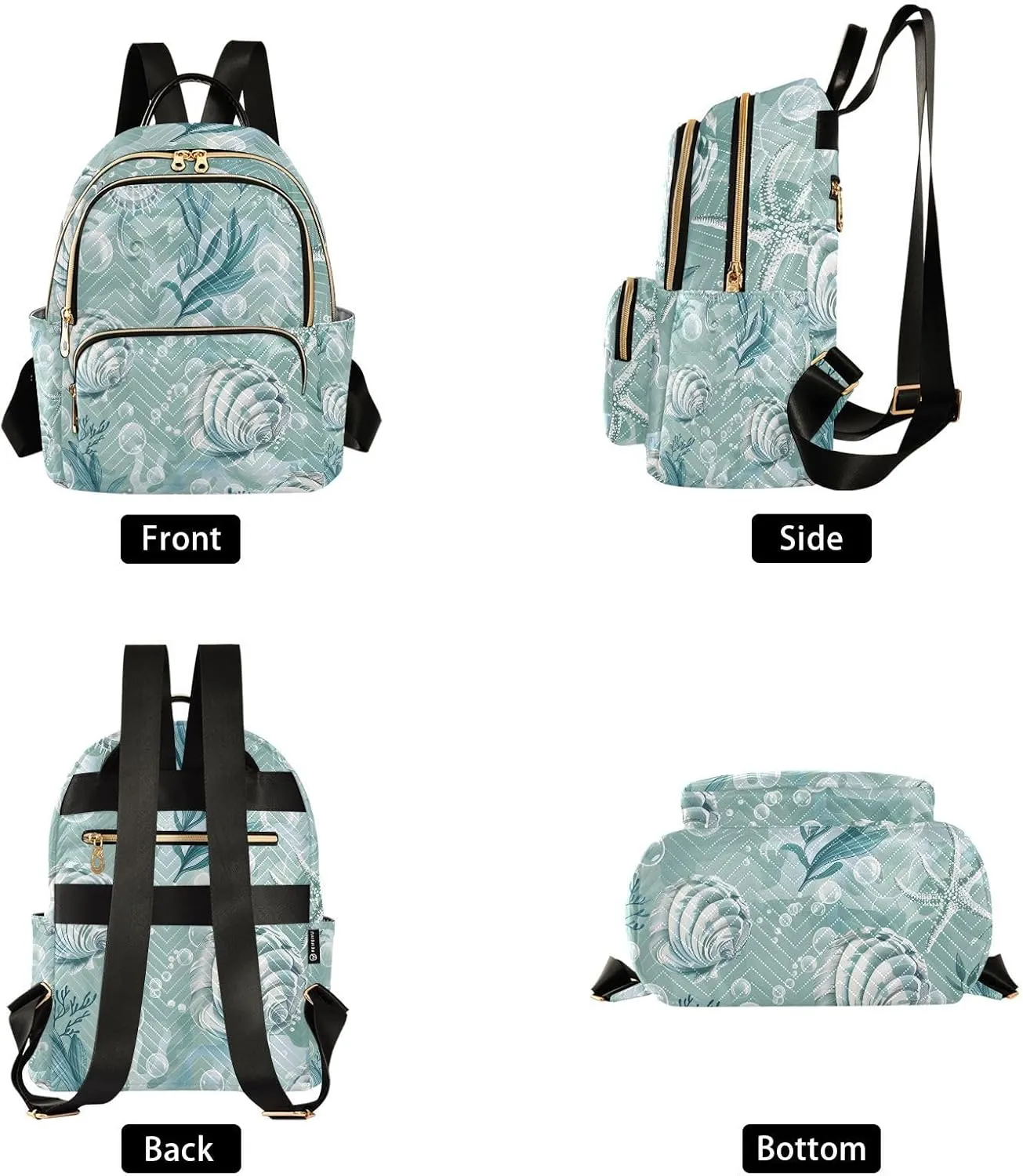 Seashells Algae and Bubbles Small Backpack Purse for Women Travel Bag Lightweight Shoulder Bag Fashion Daypack