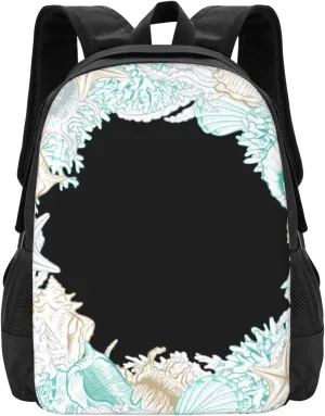 Seaside Coastal Turquoise Gold Acrylic Lightweight Packable Backpack Travel Casual Hiking Daypack Foldable Backpack For Men Women