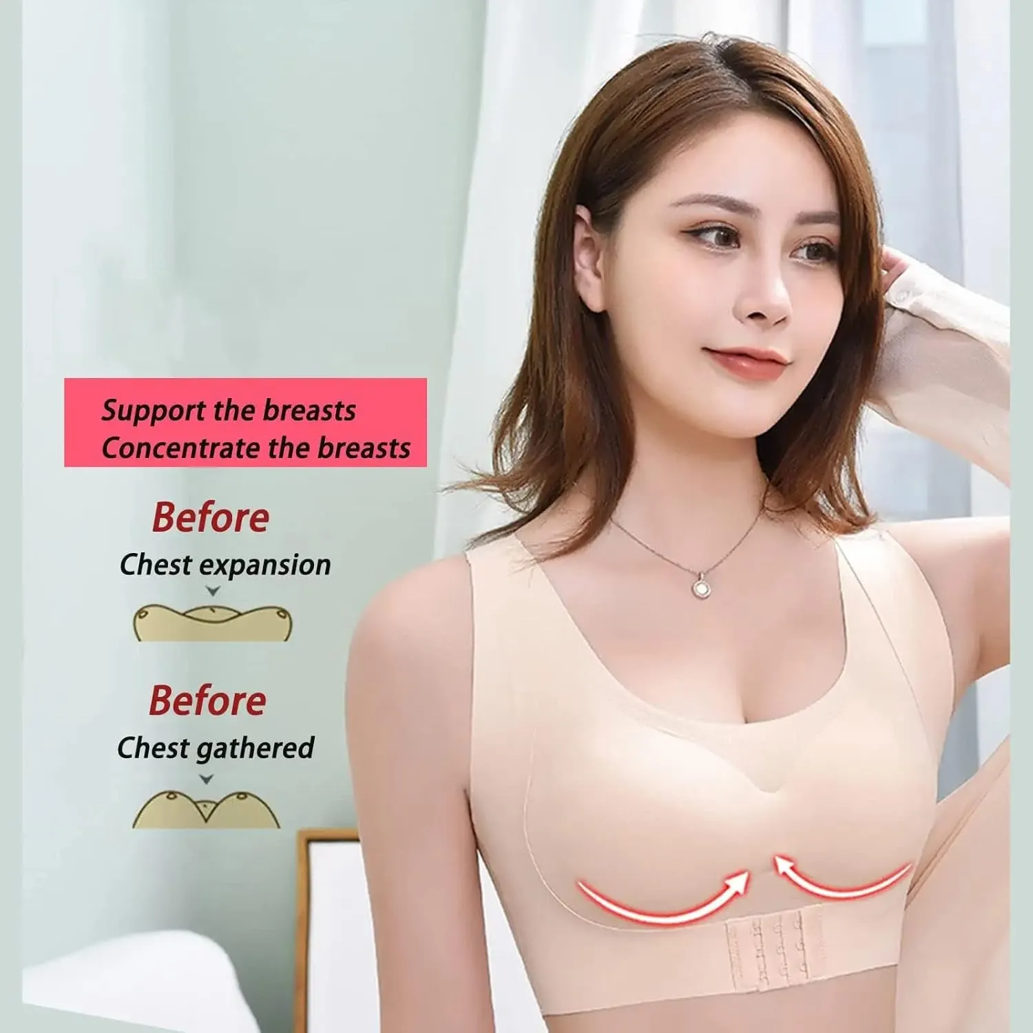 Secret Lane Bare Bralette,Jamila Bra,Support Bras for Women Full Coverage and Lift,Push Up Padded Back Cross Lift Bras