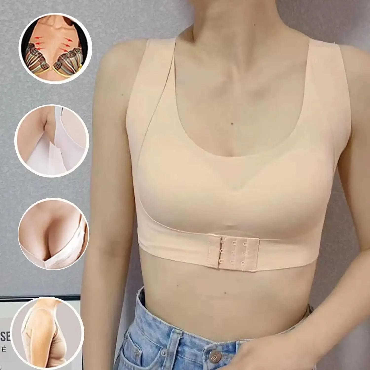 Secret Lane Bare Bralette,Jamila Bra,Support Bras for Women Full Coverage and Lift,Push Up Padded Back Cross Lift Bras