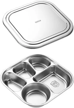 Sectioned Plates Mess Trays Practical Stainless Steel Camping Plates Divided Dishes For Meal Management