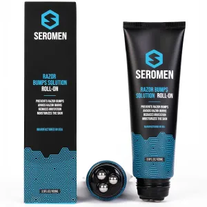 Seromen Razor Bumps Serum - Ingrown Hair Treatment for Men - Razor Bump Treatment for After Shave & Waxing - Meta Roll-On for Face, Legs, Body (3.5floz)