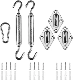 Shade&Beyond 304 Marine Grade Shade Sail Hardware Kit 5 inch for Triangle Sun Shade Sails Installation, 18 Pcs