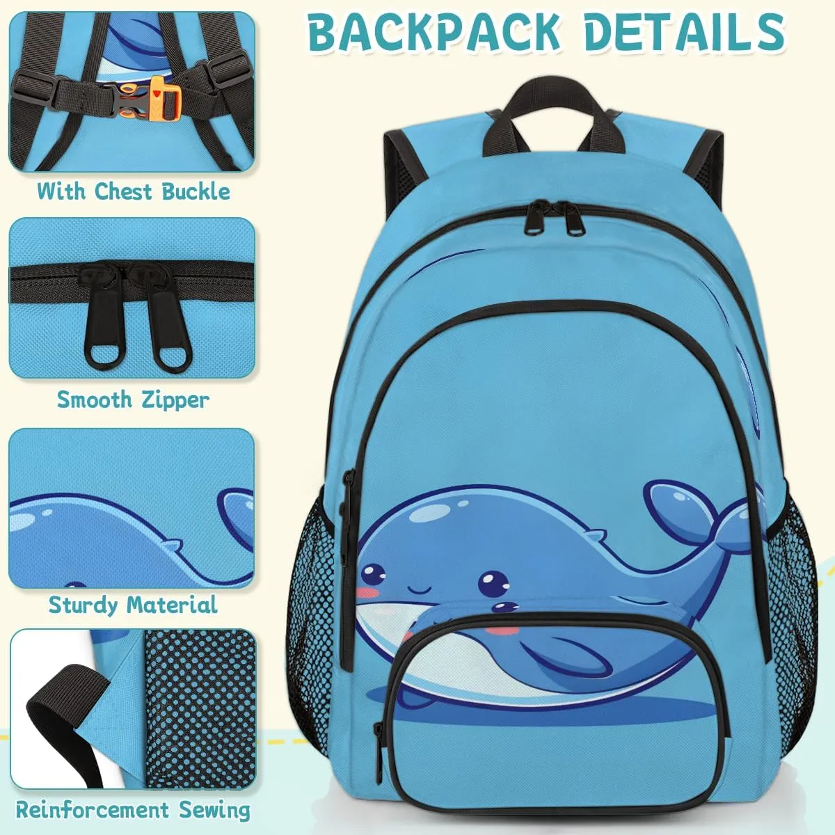 Sharks Pattern Carry on Travel Backpack for Women Men Water resistant Lightweight Rucksack Backpack for Weekender Casual Work Hiking Sea Fish Sharks