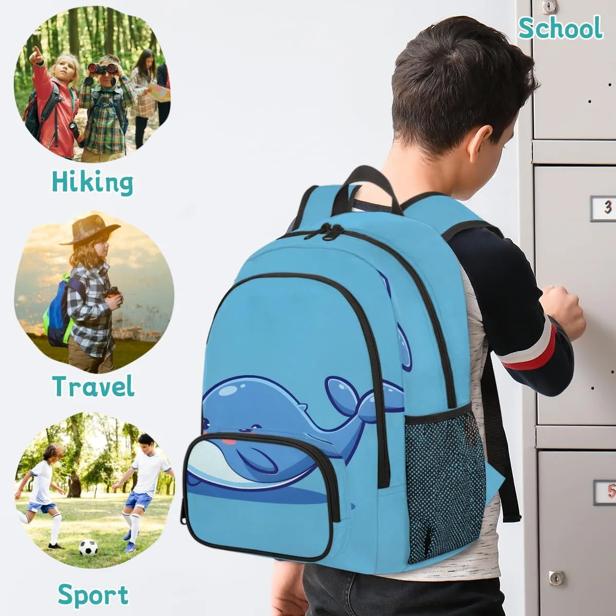 Sharks Pattern Carry on Travel Backpack for Women Men Water resistant Lightweight Rucksack Backpack for Weekender Casual Work Hiking Sea Fish Sharks