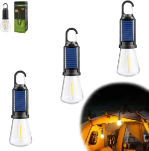 Shineshore Solar Rechargeable Hooked Camping Light, Multi-Functional Waterproof Solar Tent Lights USB Rechargeable Led Camping Lantern for Camping, Emergencies (3 Flat Bottom)