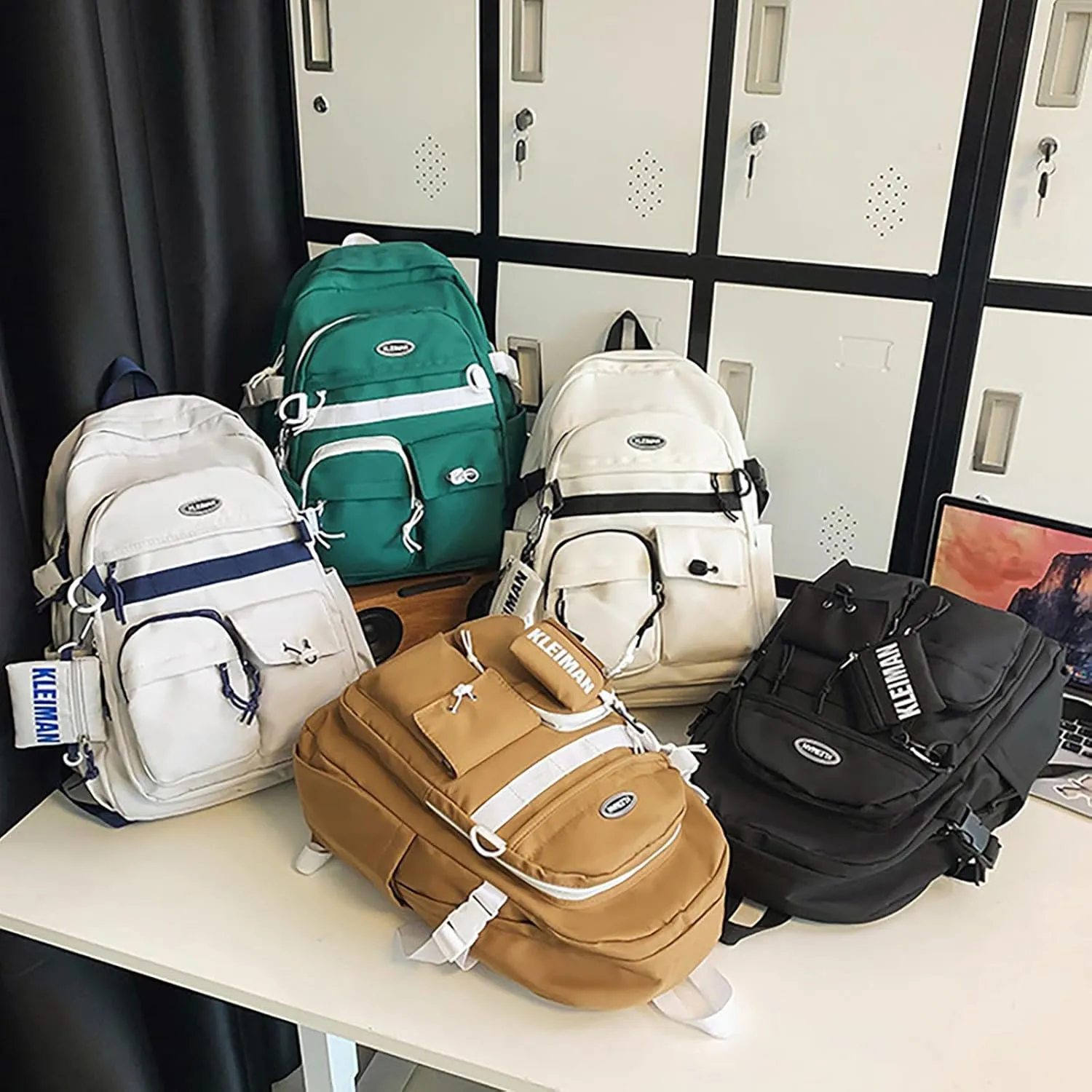 Shoulder Bag Korean Version Of The Casual Large Capacity New Backpack Men And Women Couples With The (Grey, One Size)