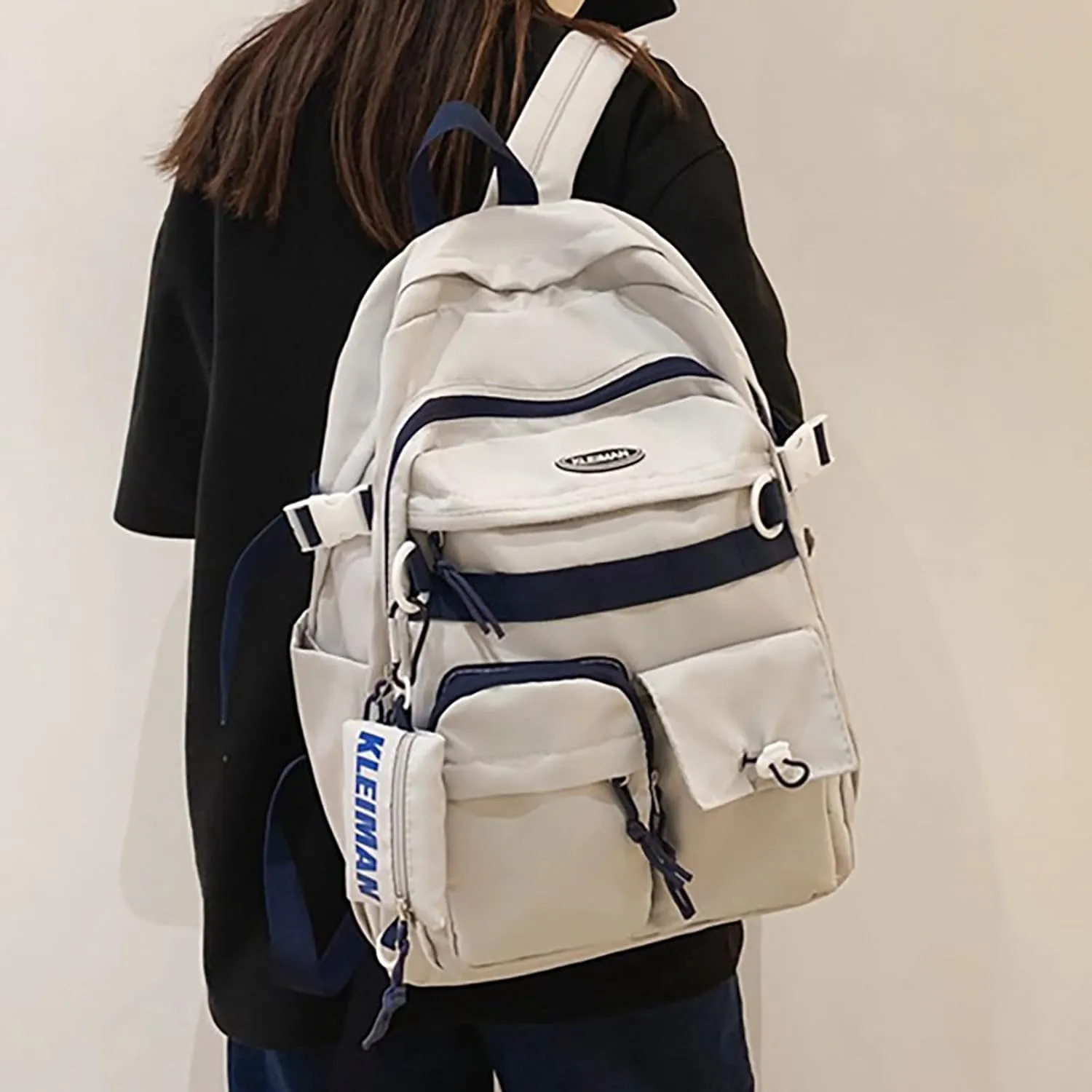 Shoulder Bag Korean Version Of The Casual Large Capacity New Backpack Men And Women Couples With The (Grey, One Size)