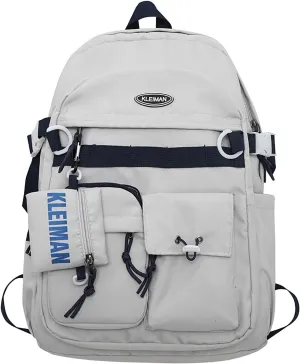 Shoulder Bag Korean Version Of The Casual Large Capacity New Backpack Men And Women Couples With The (Grey, One Size)