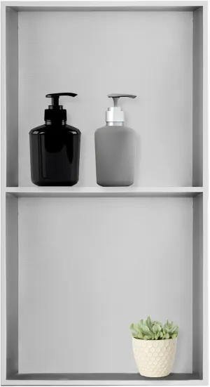 Shower Niche, Stainless Steel Elegant Bathroom Niche, No Tile Needed Recessed Shower Shelf Organizer for Storage, Stainless Steel Two-Layer, 12"×24"