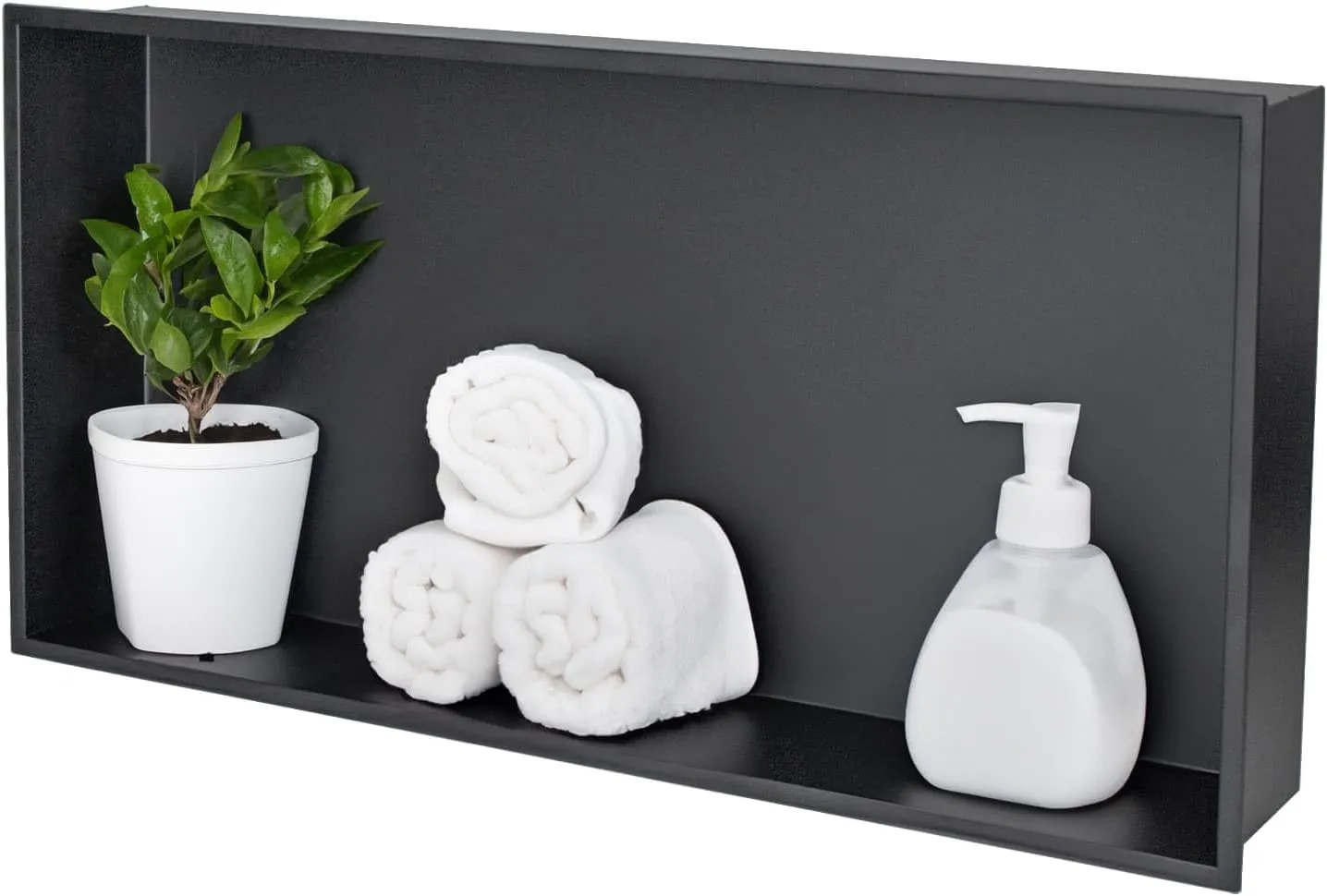 Shower Niche, Stainless Steel Modern Bathroom Niche, No Tile Needed Recessed Shower Shelf Organizer for Storage, Black, 12"×24"