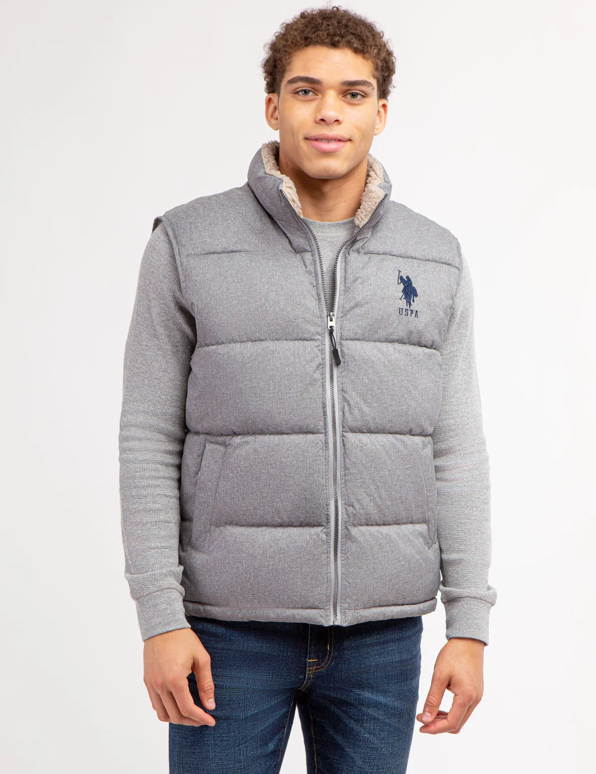 SIGNATURE VEST WITH SHERPA COLLAR