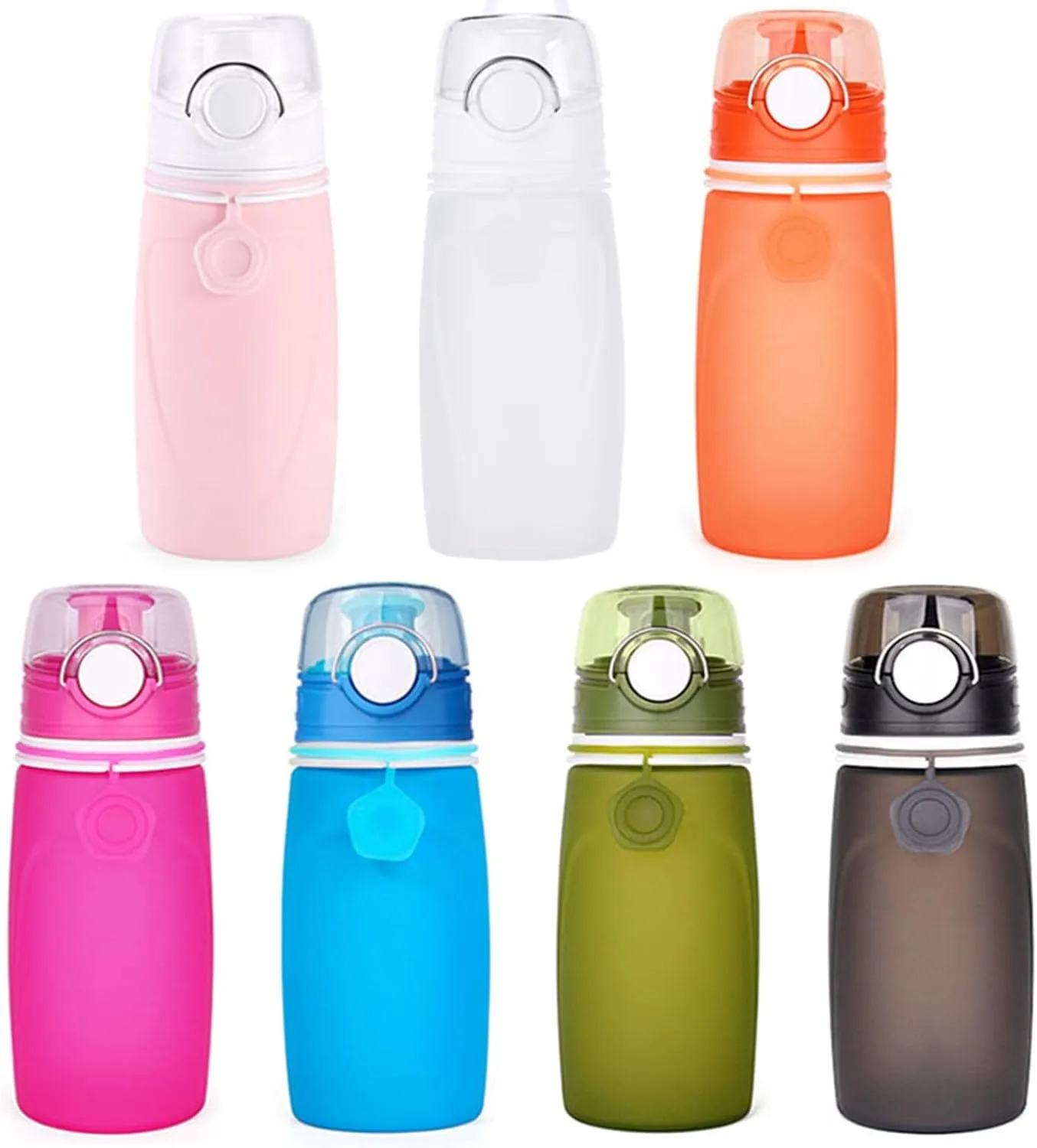 Silicone Foldable Water Bottle Cup Portable Sport Water Bottle Leakproof BPA Free Travel Water Bottles Gym Travel Camping Hiking Sport Outdoor Indoor Sport Travel Telescopic Cup(Orange,Large)