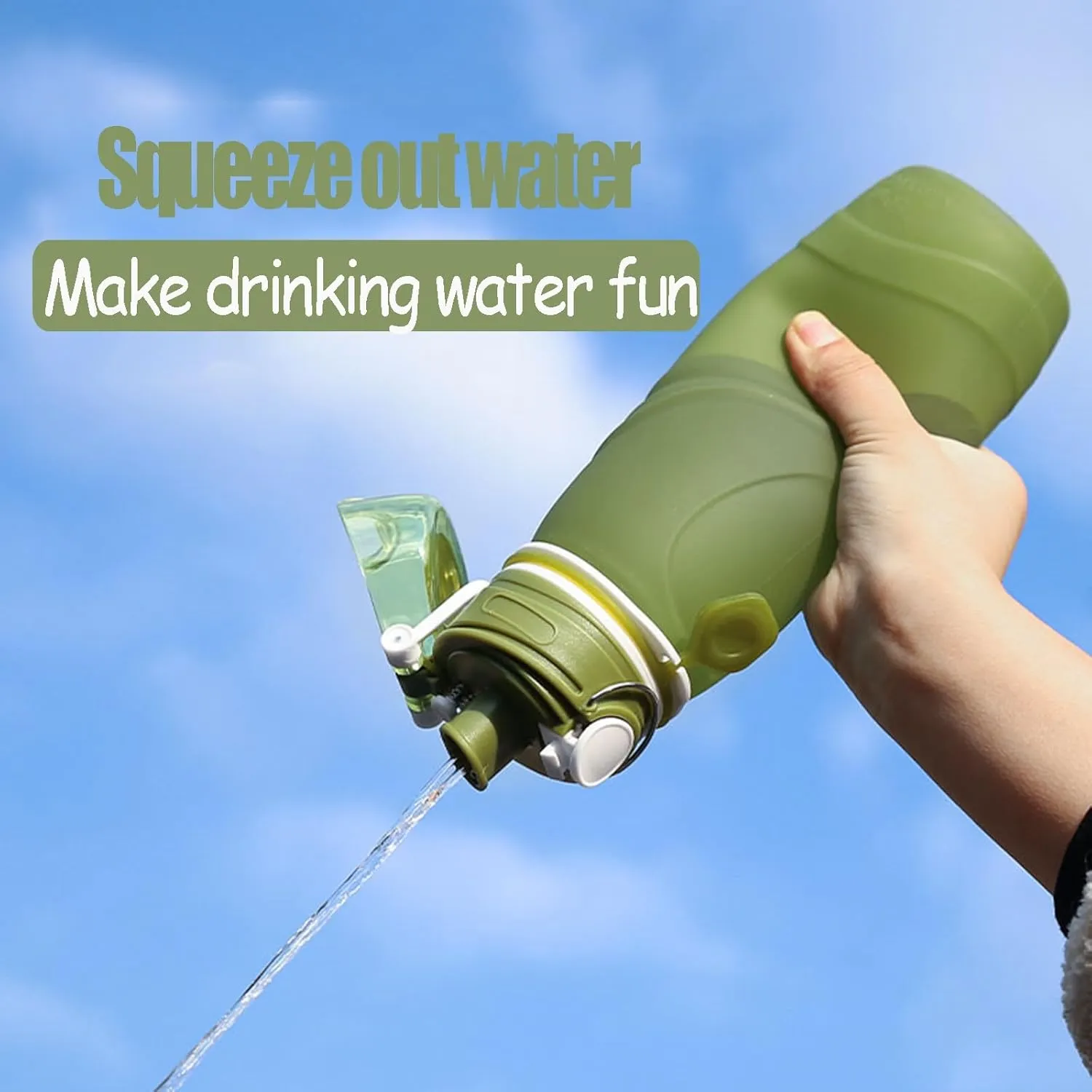 Silicone Foldable Water Bottle Cup Portable Sport Water Bottle Leakproof BPA Free Travel Water Bottles Gym Travel Camping Hiking Sport Outdoor Indoor Sport Travel Telescopic Cup(Orange,Large)