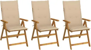 Sillas De Patio Camping Chairs Patio Chairs Lounge Chair - Folding Patio Chairs 3 pcs with Cushions Solid Acacia Wood for Outside Garden Park Beaches