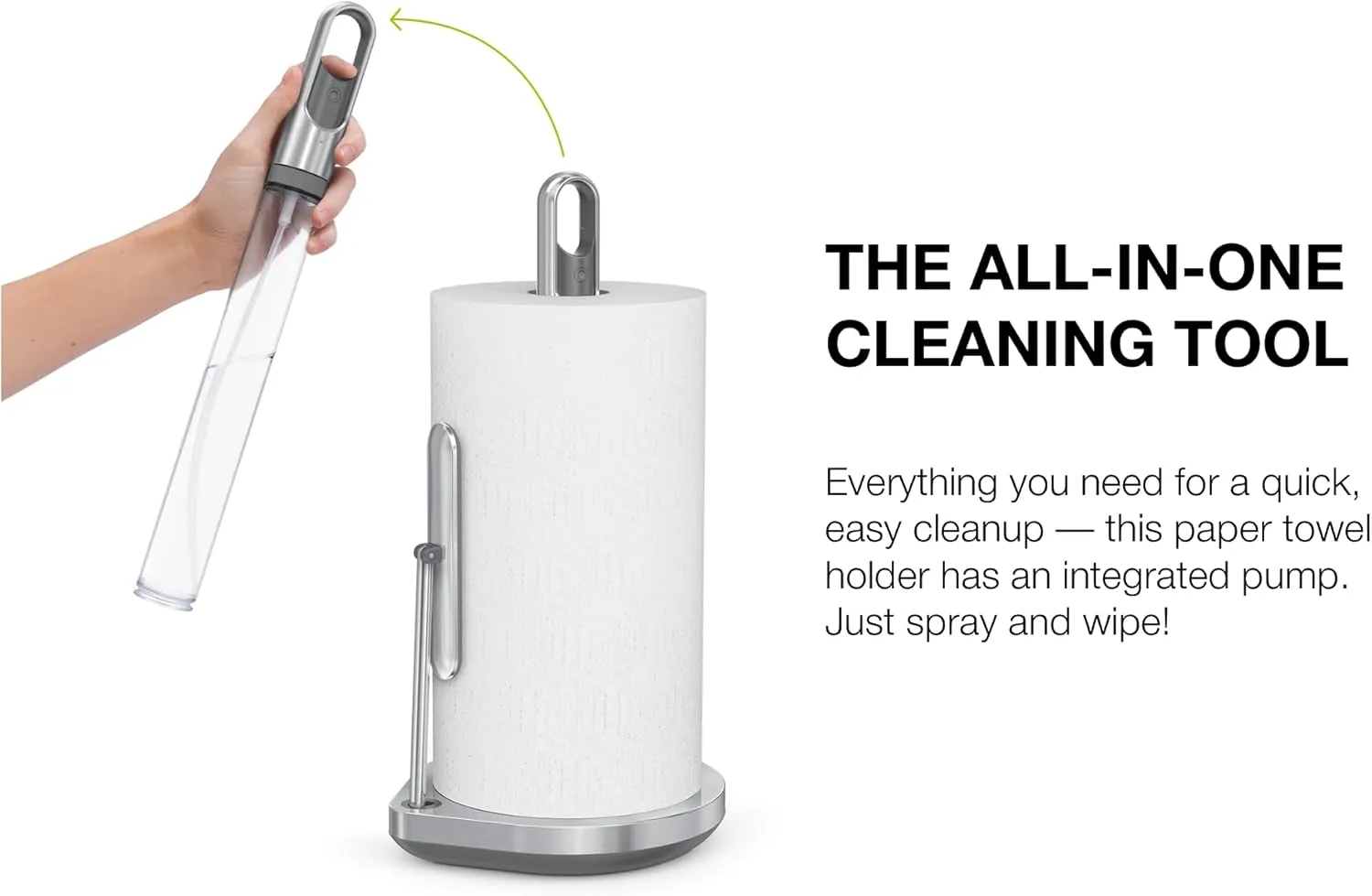 simplehuman Standing Paper Towel Holder with Spray Pump, Brushed Stainless Steel
