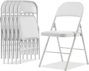 Simpli-Magic Folding Chairs with Padded Cushion and Back, Padded Folding Chairs (6 Pack) for Home and Office, Indoor and Outdoor Events, White