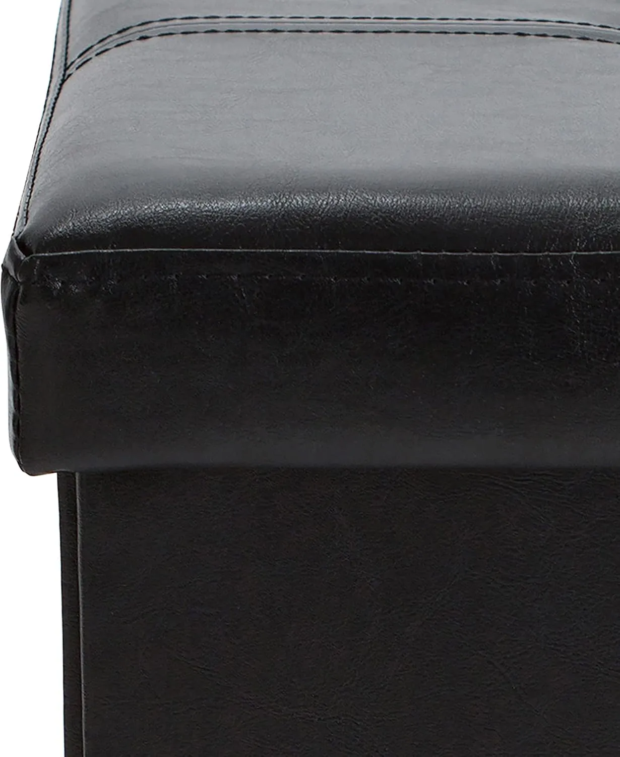 Simplify Folding Storage Ottoman, Toy Box Chest, Faux Leather,Tufted Padded Seating, Bench, Foot Rest, Stool, Single, Black