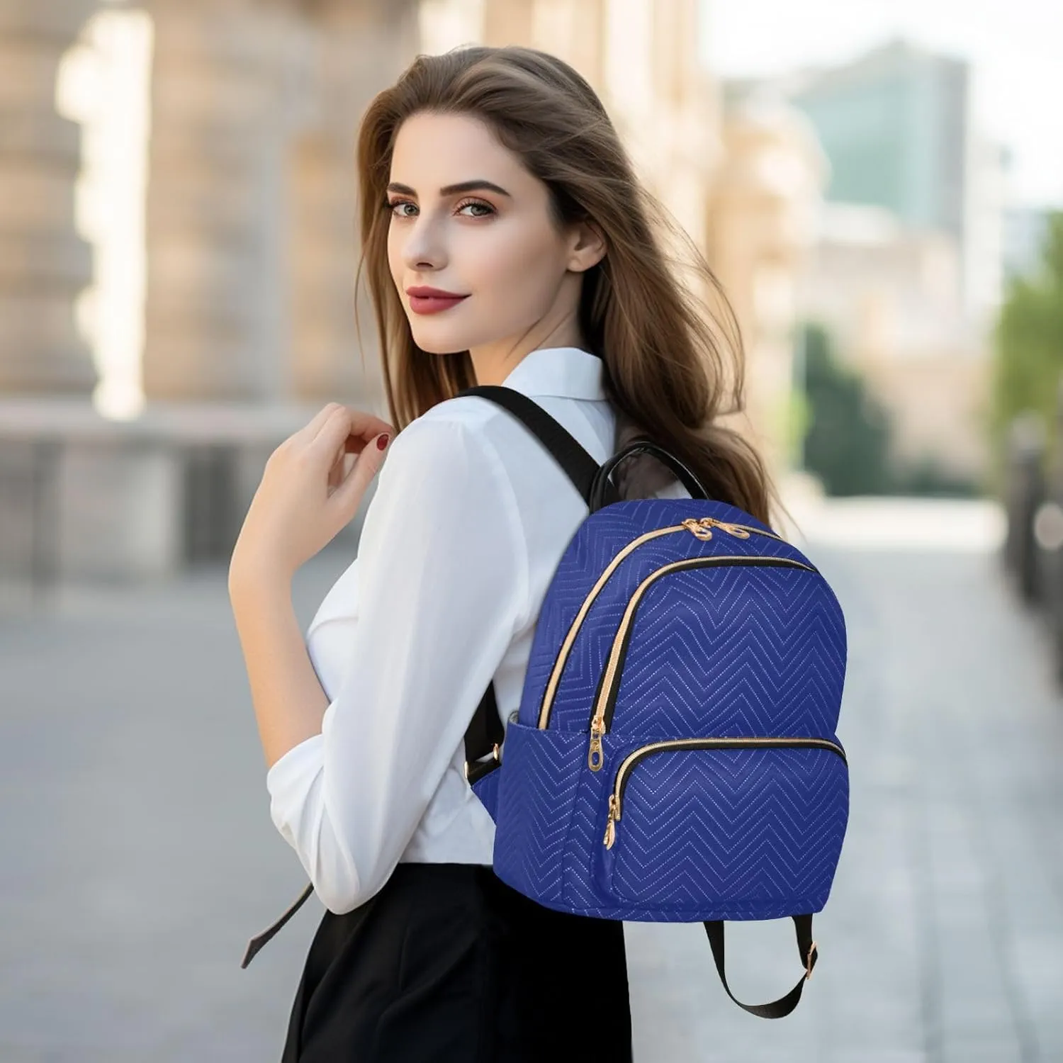 Sinestour Royal Blue Backpack Purse Lightweight Shoulder Bag Fashion Travel Backpack Handbags for Women Work Teenage Ladies