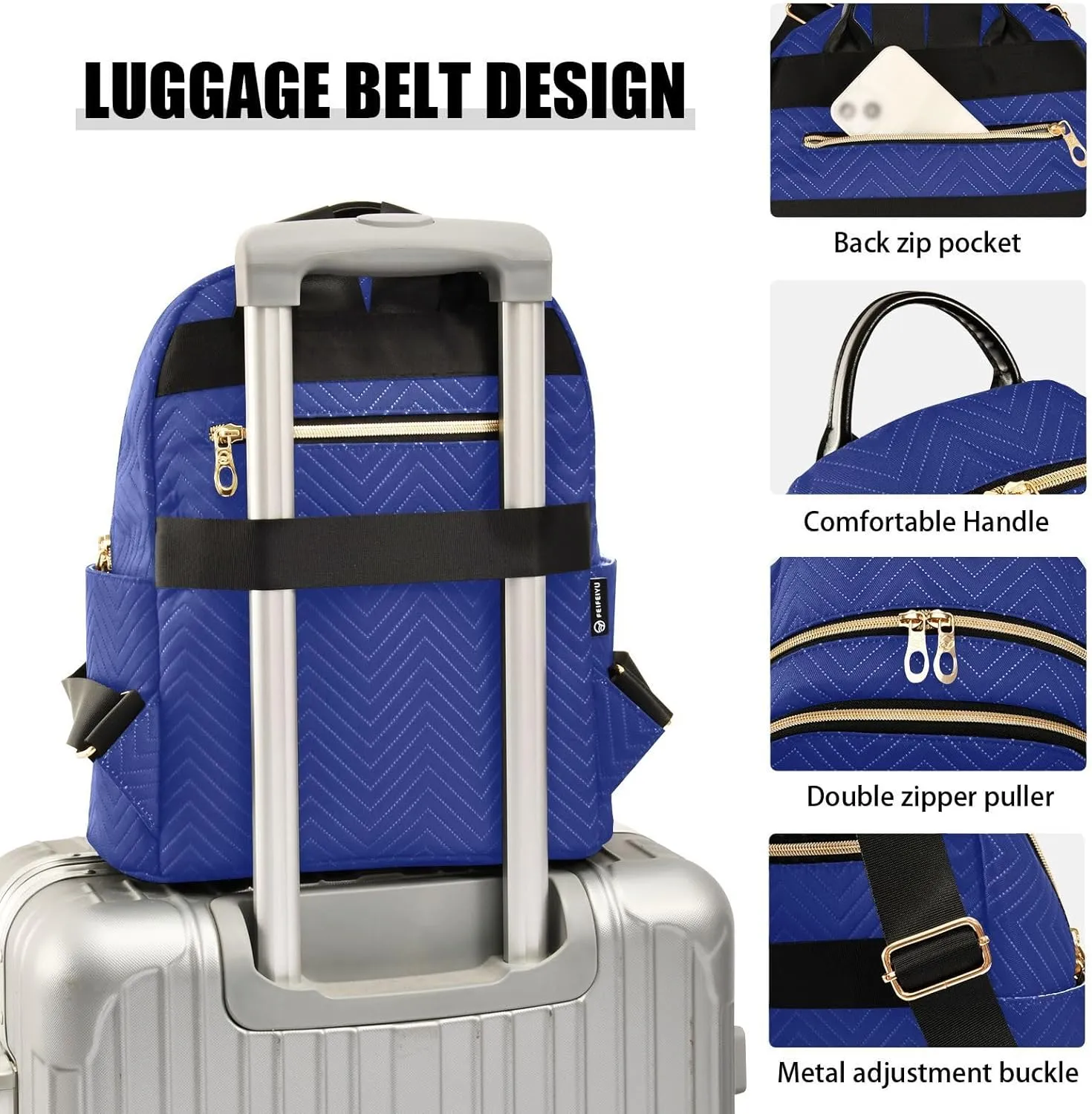 Sinestour Royal Blue Backpack Purse Lightweight Shoulder Bag Fashion Travel Backpack Handbags for Women Work Teenage Ladies