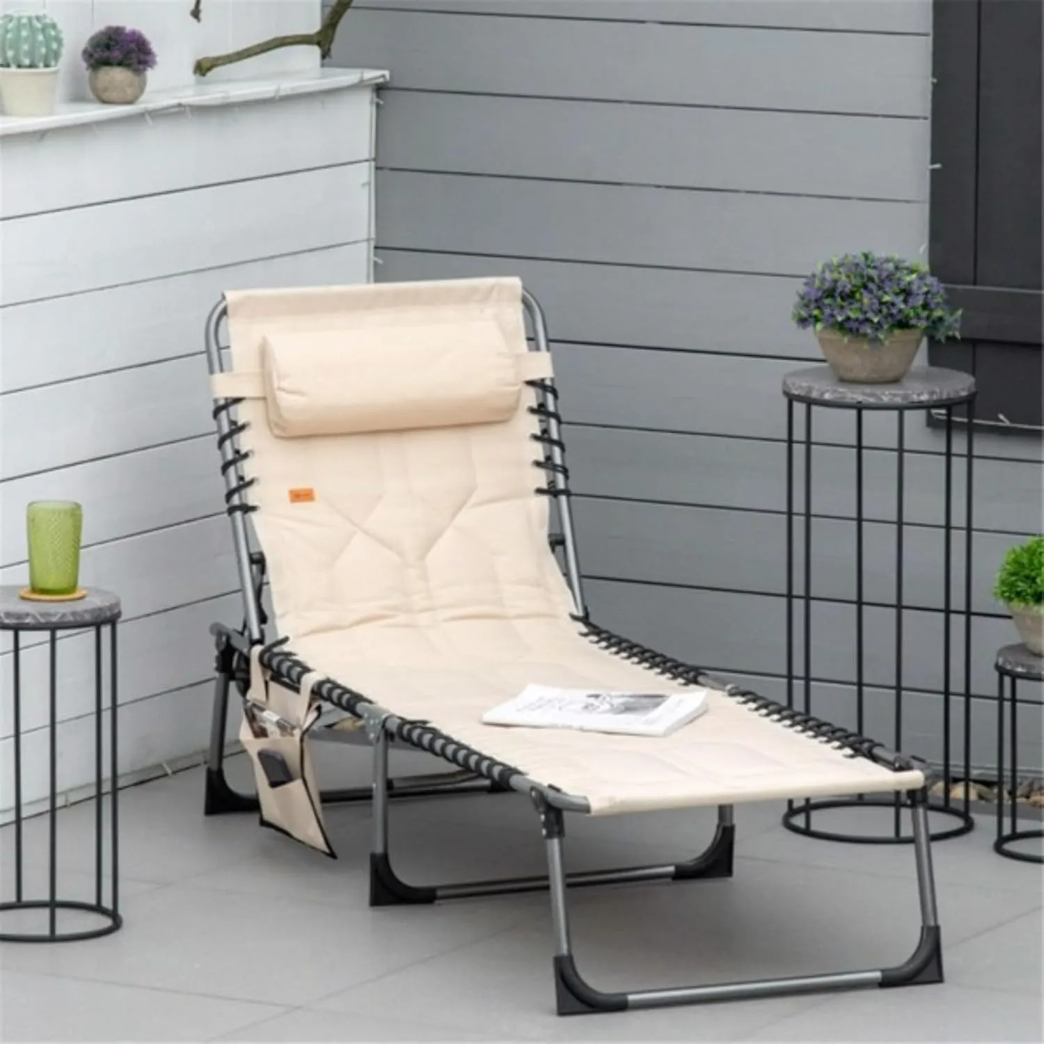 Single Beach Chair Outdoor Leisure Chair Folding Chair Camping Chair Reclining Chair Outdoor Scenery Chair, Suitable for Outdoor Camping