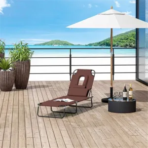 Single Beach Chair Outdoor Leisure Chair Folding Chair Camping Chair Reclining Chair Outdoor Scenery Chair, Suitable for Outdoor Camping