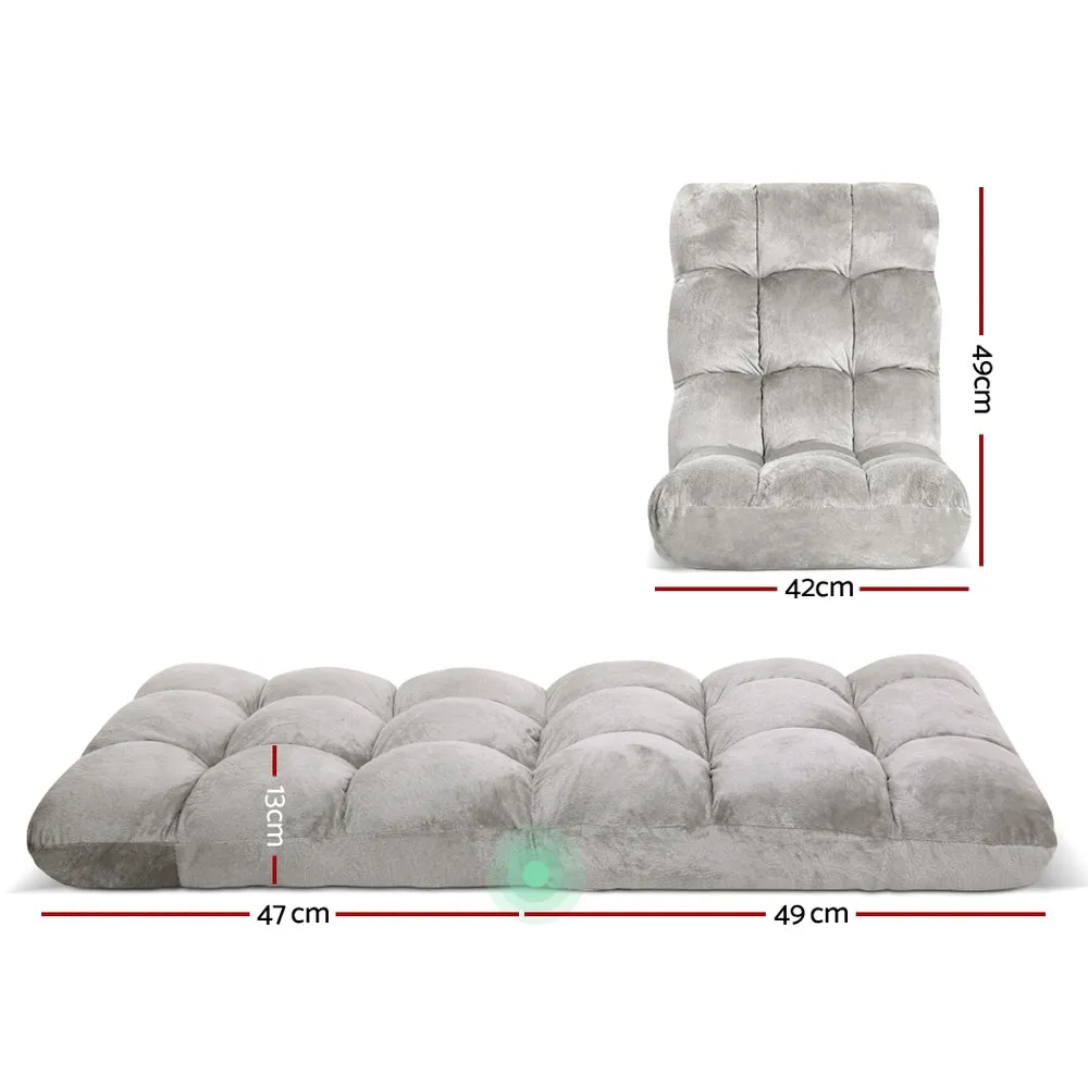 Single Seat Floor Sofa Adjustable Recliner Gaming Couch Bed Grey Flannel Fabric