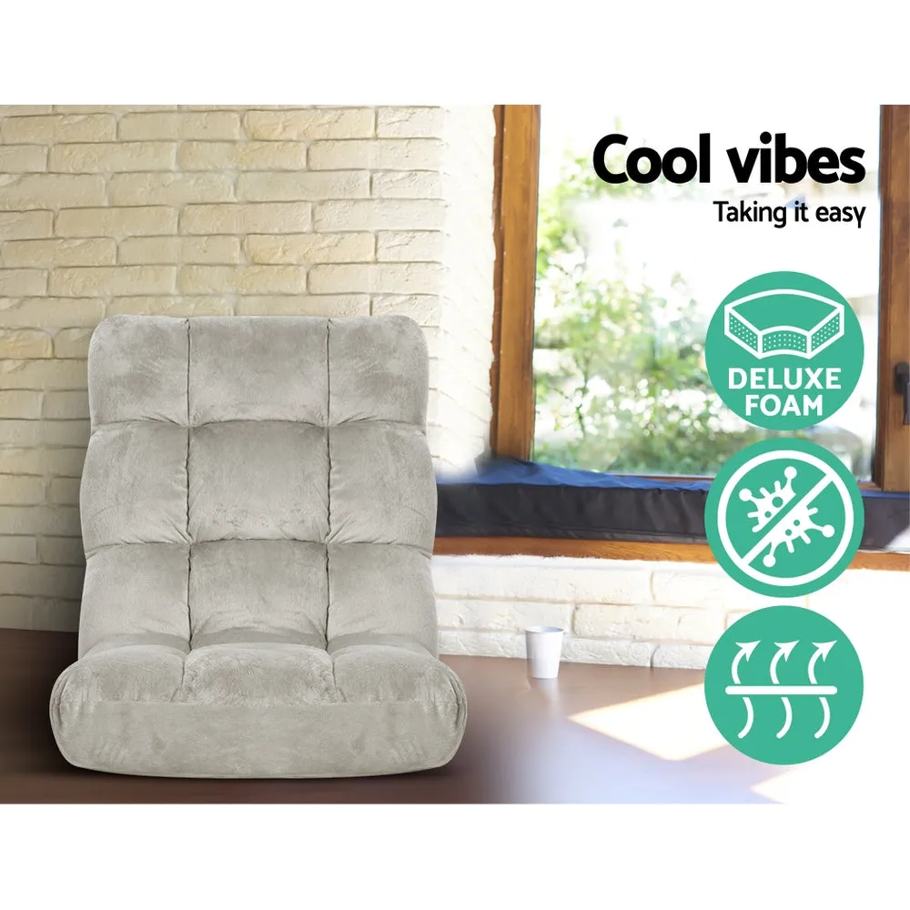 Single Seat Floor Sofa Adjustable Recliner Gaming Couch Bed Grey Flannel Fabric