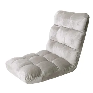 Single Seat Floor Sofa Adjustable Recliner Gaming Couch Bed Grey Flannel Fabric