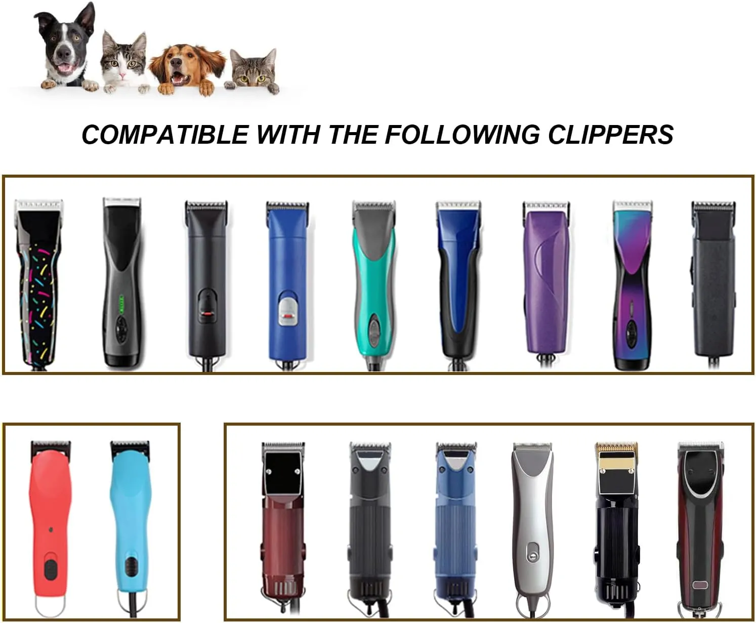 Size 30W 10W 7FW 5FW 4FW Wide Detachable Pet Dog Grooming Blades Kit,Compatible with Andis,Oster A5,Wahl km10 Clippers,5 Pack