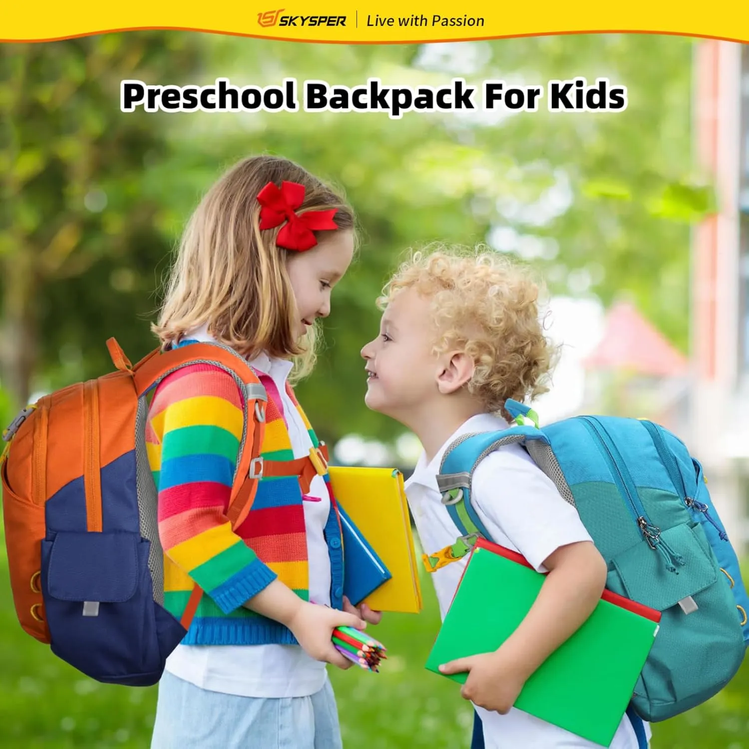 SKYSPER Kids Backpack 10L Toddler Backpack Travel Daypack for Preschool and Kindergarten(Orange)