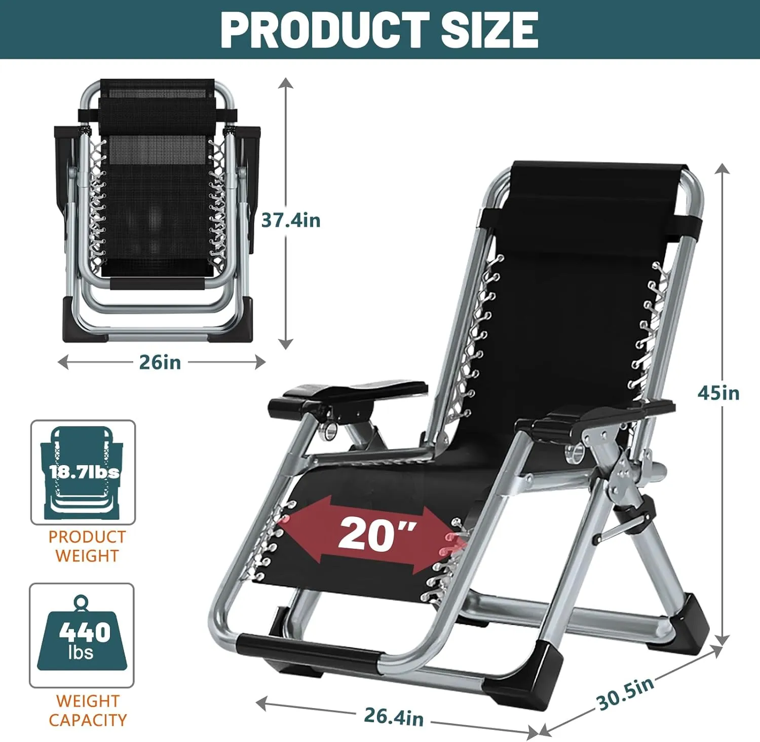 Slsy Comfy Folding Chair, Folding Reclining Lounge Chair with Removable Cushion for Living Room, Flexible Patio Recliner Folding Chairs for Indoor and Outdoor