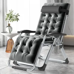 Slsy Comfy Folding Chair, Folding Reclining Lounge Chair with Removable Cushion for Living Room, Flexible Patio Recliner Folding Chairs for Indoor and Outdoor