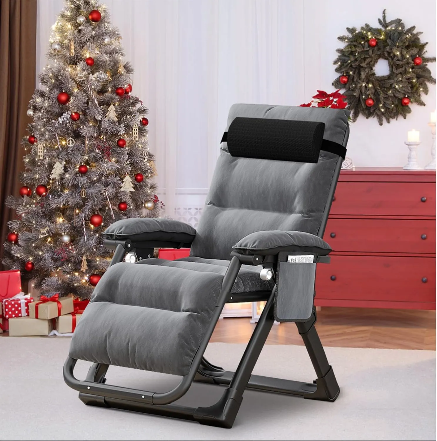 Slsy Comfy Folding Chair, Folding Reclining Lounge Chair with Removable Cushion for Living Room, Flexible Patio Recliner Folding Chairs for Indoor and Outdoor