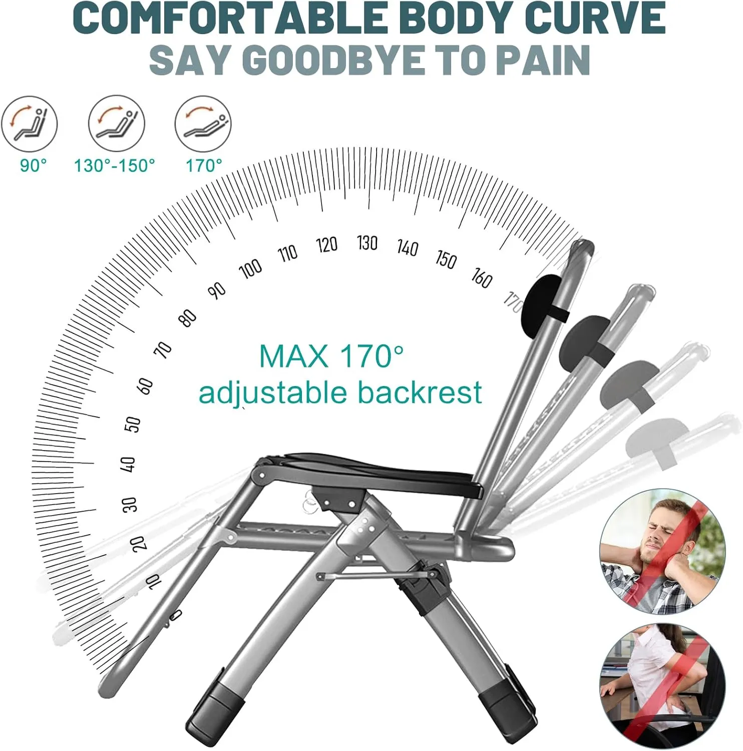 Slsy Comfy Folding Chair, Folding Reclining Lounge Chair with Removable Cushion for Living Room, Flexible Patio Recliner Folding Chairs for Indoor and Outdoor