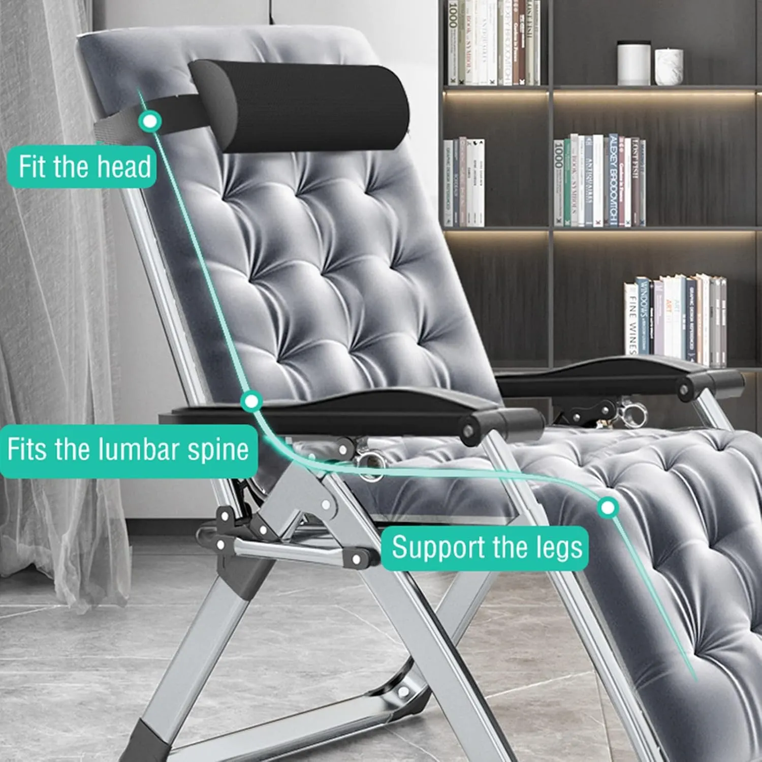Slsy Comfy Folding Chair, Folding Reclining Lounge Chair with Removable Cushion for Living Room, Flexible Patio Recliner Folding Chairs for Indoor and Outdoor