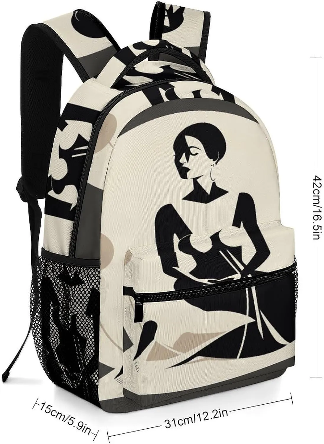 Small Backpacks Personalized Elegant Illustration Printing Travel Bag Lightweight Travel Backpack For Women Men