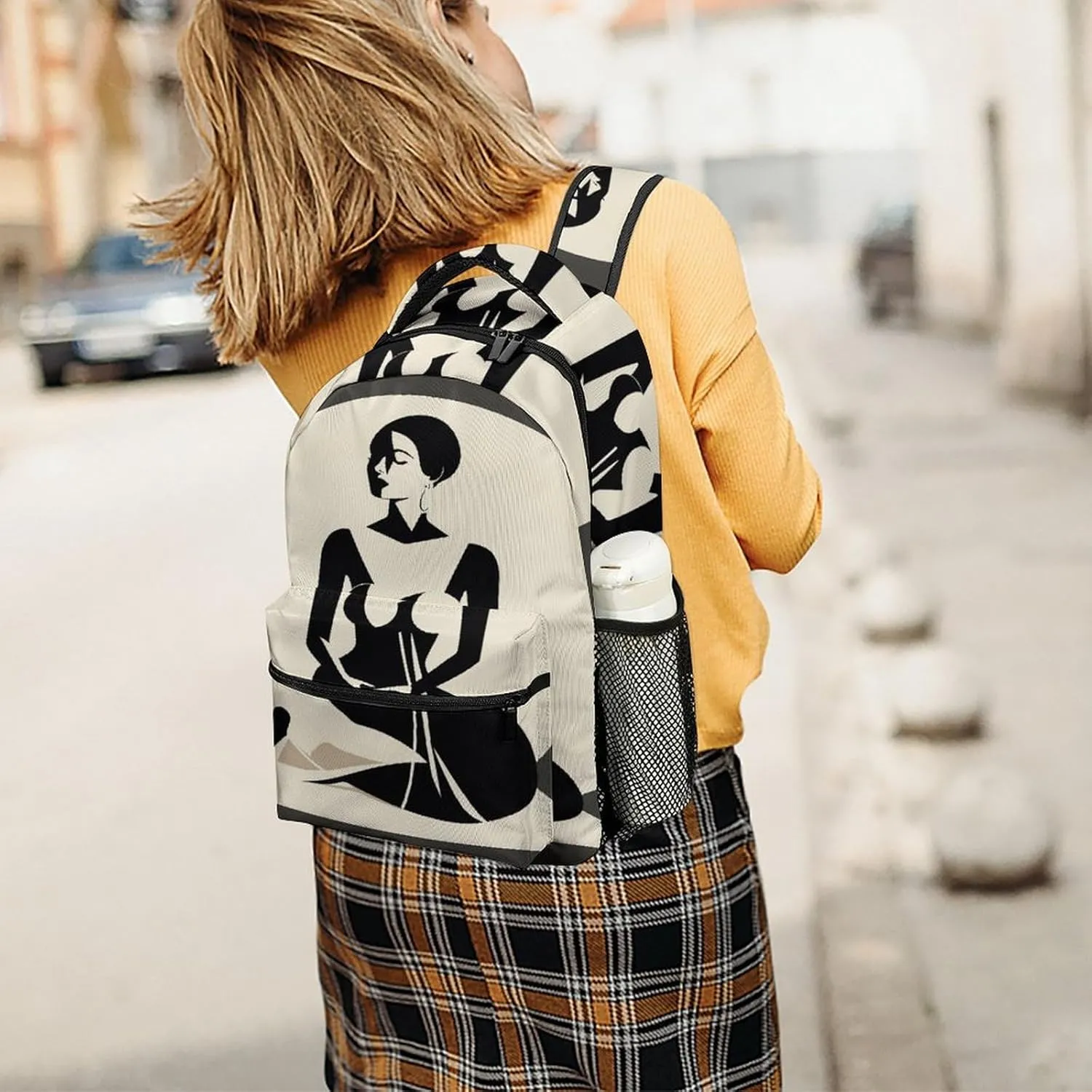 Small Backpacks Personalized Elegant Illustration Printing Travel Bag Lightweight Travel Backpack For Women Men