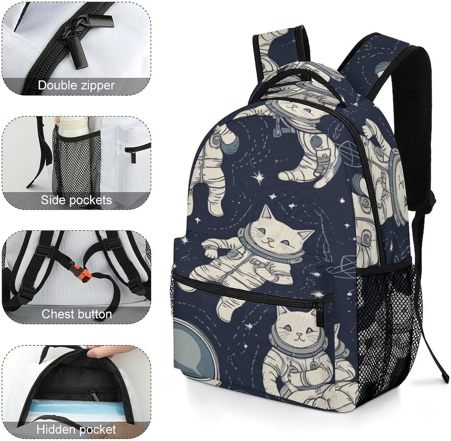 Small Backpacks Personalized Fun Astronaut Printing Travel Bag Lightweight Travel Backpack For Women Men