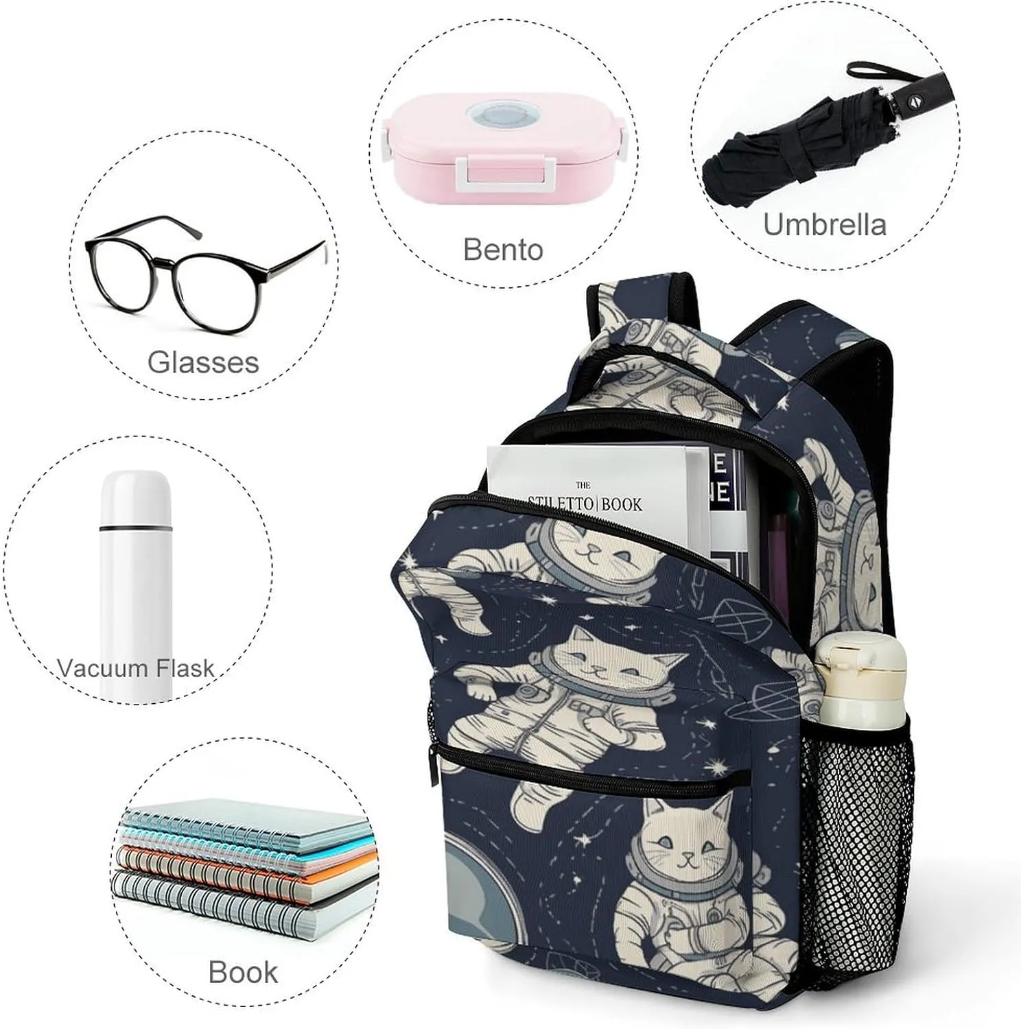 Small Backpacks Personalized Fun Astronaut Printing Travel Bag Lightweight Travel Backpack For Women Men