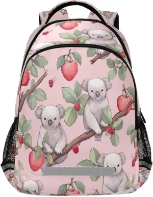 Small Koala Strawberries Design Waterproof Backpack - Casual Outdoor Sports Daypack with Ergonomic Shoulder Straps#252