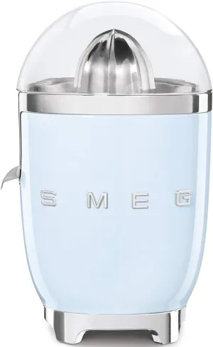 SMEG 50's Retro Style Citrus Juicer with Drip Free Spout, Automatic Activation, and Efficient Straining, with Tritan Renew Pastel Blue CFJ11PBUS