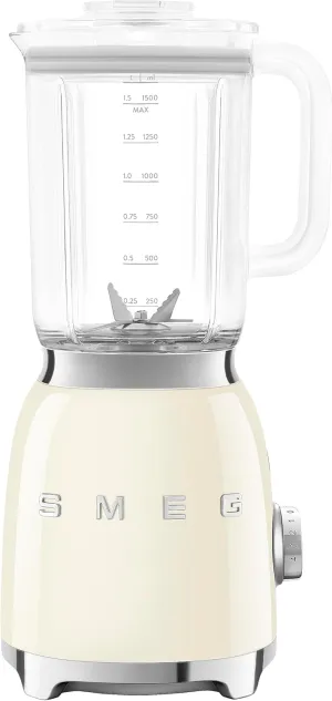 SMEG BLF03 Retro Style Blender – 600W Countertop Blender with 48 oz BPA-Free Jug, 3 Speeds   Pulse, Ice Crush & Smoothie Functions – 50s-Inspired Design-Cream